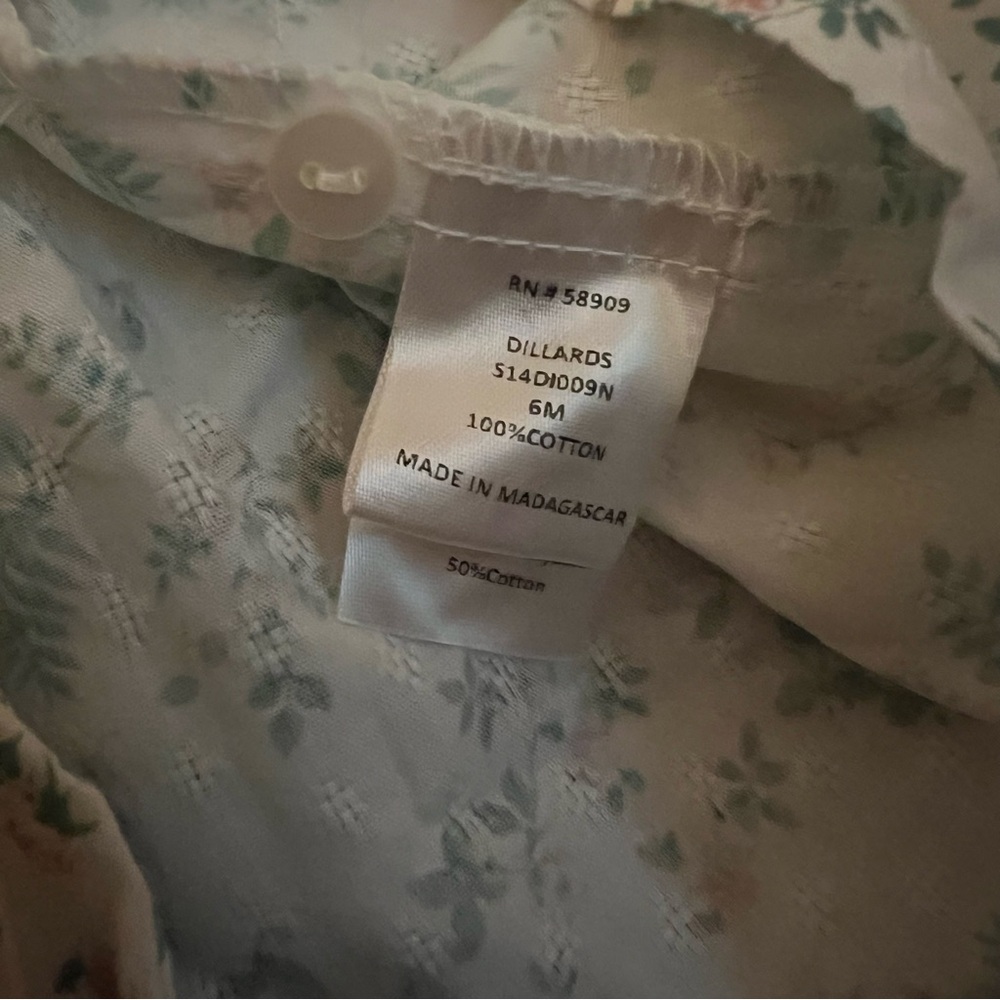 Cotton Flower Print Cottage EdgeHill Collection 6 months girl dress - Picture 7 of 9